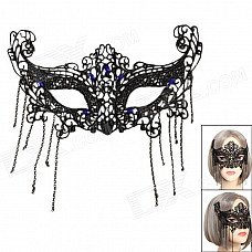 Women's Sexy Seductive Lace Mask for Halloween Costume Makeup Party - Black