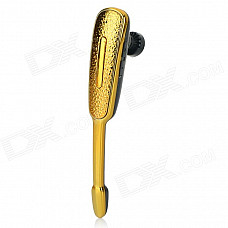 Portable Mini Bluetooth V3.0 Ear-hook Music Headset w/ Mic. - Black + Gold