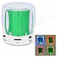 Mini Portable Bluetooth V2.0 MP3 Player / Speaker w/ Mini USB / FM / TF / 4-LED - Green + White