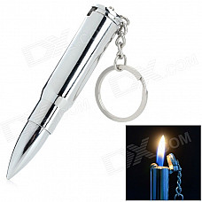 Creative Bullet Shaped Metal Butane Gas Lighter - Silver