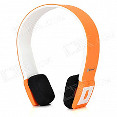 Portable Bluetooth V3.0 Wireless Headband Headphone - Orange + White