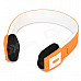 Portable Bluetooth V3.0 Wireless Headband Headphone - Orange + White