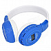 BS-862 Bluetooth V3.0 Fold-up Headband Headphone w/ Mic. / FM / TF - White + Blue