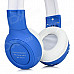BS-862 Bluetooth V3.0 Fold-up Headband Headphone w/ Mic. / FM / TF - White + Blue