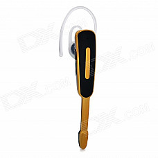 Portable Mini Bluetooth V3.0 Ear-hook Earphone w/ Microphone / USB Charging Cable - Black + Gold