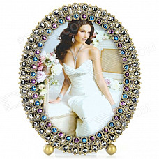 European Style Luxurious Rhinestone Studded Zinc Alloy Photo Frame - Antique Bronze + Brownness