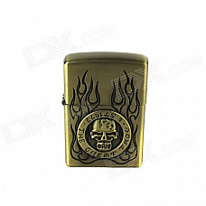 Skull & Flames Pattern Retro Style Oil Light - Bronze