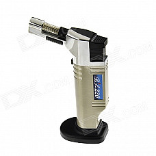 BS-220 High Quality Portable Butane Jet Torch Lighter - Silver + Black