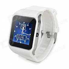 UPad2 TPU Band Bluetooth V3.0 1.5" Capacitive Screen Smart Watch w/ FM / Pedometer - White + Black