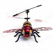 JUSTONE J063-1 2-CH Honeybee Style IR R/C Outdoor Helicopter w/ Lamp - Black + Yellow + Red (6 x AA)