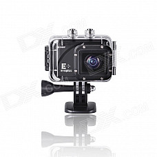 Evoplus Mirage Waterproof 1080P 1.5" LCD 2/3" CMOS 12MP Wide-Angle Anti-Shake Sports Camera - Black