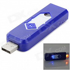 YC02 Windproof USB Rechargeable Cigarette Lighter w/ Money Detector Function - Blue + White