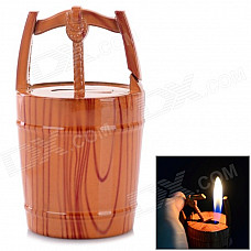 Wood Grain Bucket Style Butane Gas Lighter - Brown