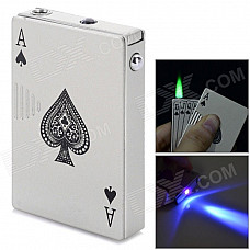 Creative Poker Style Windproof Zinc Alloy Gas Butane Lighter - Light Golden