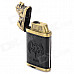 sysh0078 Creative Lion Shaped Zinc Alloy + PU Butane Lighter - Black + Golden