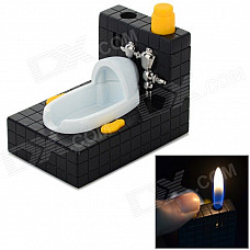 Creative Toilet Style Butane Gas Lighter - Black