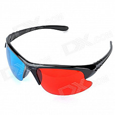 Stylish Re-useable Plastic Frame and Lens Red + Blue 3D Glasses