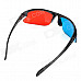 Stylish Re-useable Plastic Frame and Lens Red + Blue 3D Glasses