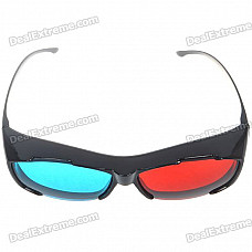 Re-useable Plastic Frame Resin Lens Anaglyphic Red + Blue 3D Glasses