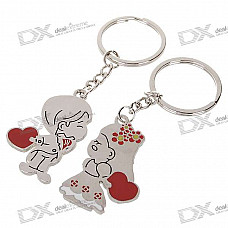 Wedding Couple Stainless Steel Lovers Keychains (2-Piece Set)