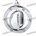 Double Side Round Stainless Keychain Ring Letter I