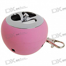 USB Rechargeable Apple Shaped LED Mini Speaker Keychain - Pink (3.5mm/DC 5V)