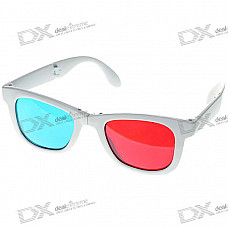 Foldable Plastic Frame Resin Lens Blue + Red 3D Anaglyphic Glasses