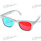 Foldable Plastic Frame Resin Lens Blue + Red 3D Anaglyphic Glasses