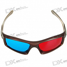 Re-useable Plastic Frame Resin Lens Anaglyphic Blue + Red 3D Glasses