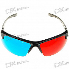 Sport Style Re-useable Plastic Frame Resin Lens Anaglyphic Blue + Red 3D Glasses