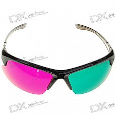 Sport Style Re-useable Plastic Frame Resin Lens Anaglyphic Magenta + Green 3D Glasses