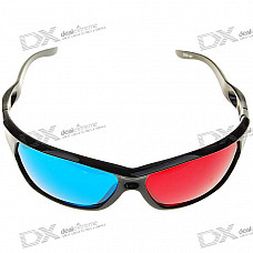 Re-useable Plastic Frame Resin Lens Anaglyphic Blue + Red 3D Glasses