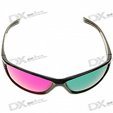 Re-useable Plastic Frame Resin Lens Anaglyphic Magenta + Green 3D Glasses