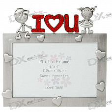 ILU Love Themed Metal Photo Frame - Silver Gray (4*6")