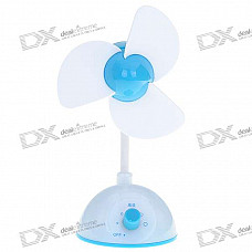 USB Powered Adjustable Wind Speed 3 Blade Cooling Fan (Blue + White)