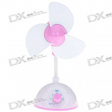 USB Powered Adjustable Wind Speed 3 Fan Blade Cooling Fan (Pink + White)