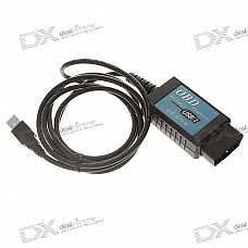 OBDII USB Car Diagnostic Cable - Black + Blue (DC 12V)