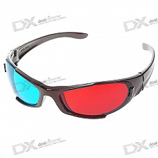 Re-useable Plastic Frame Resin Lens Anaglyphic Blue + Red 3D Glasses