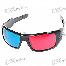 Re-useable Plastic Frame Resin Lens Anaglyphic Blue + Red 3D Glasses