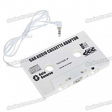 Universal Car Audio Cassette Adapter for MP3/MP3/Cell Phones/Ipod - White (3.5mm Jack)