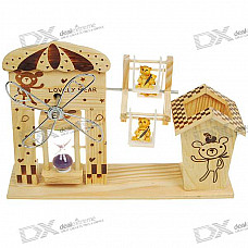 Stylish Wood Ferris Wheel Windmill Music Box with Funnel (Bear)