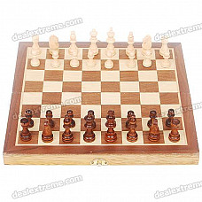 Portable Chess Game Set in Wooden Box - Coffee + Yellow