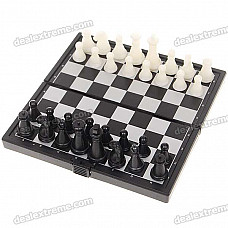 Portable Mini Magnetic Chess Game Set in Folding Box - Black + White