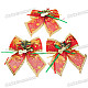 Festive Christmas Bow Ornament - Red + Gold + Green (6-Piece Pack)