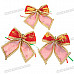 Festive Christmas Bow Ornament - Red + Gold + Green (6-Piece Pack)