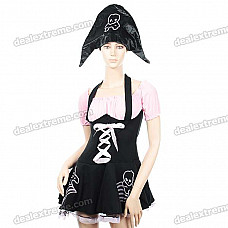 Halloween Cosplay Spandex Pirate Costume Dress Set (2-Piece Set)