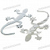 3D Stainless Steel Geckos Figure Car Sticker - Silver