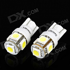 T10 1.2W 6500K 32-Lumen 5-SMD LED Car White Light Bulbs (Pair/DC 12V)