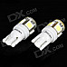 T10 1.2W 6500K 32-Lumen 5-SMD LED Car White Light Bulbs (Pair/DC 12V)