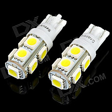 T10 2W 6500K 126-Lumen 9-SMD LED Car White Light Bulbs (Pair/DC 12V)